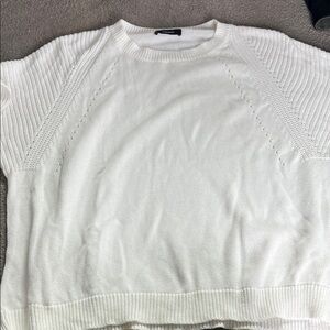 Women's White Crewneck Knit Sweater